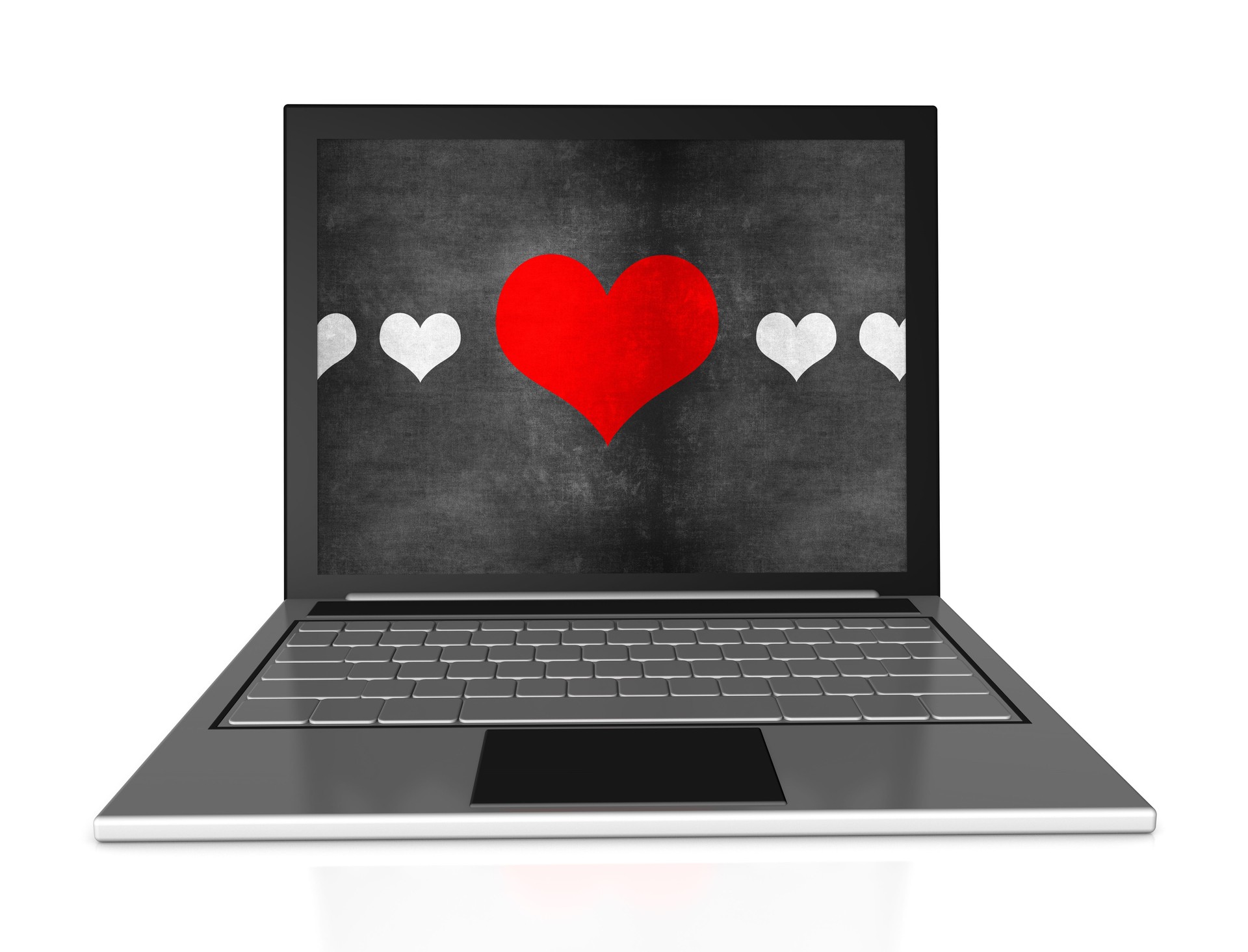 Symbole du coeur amour sur un ordinateur portable