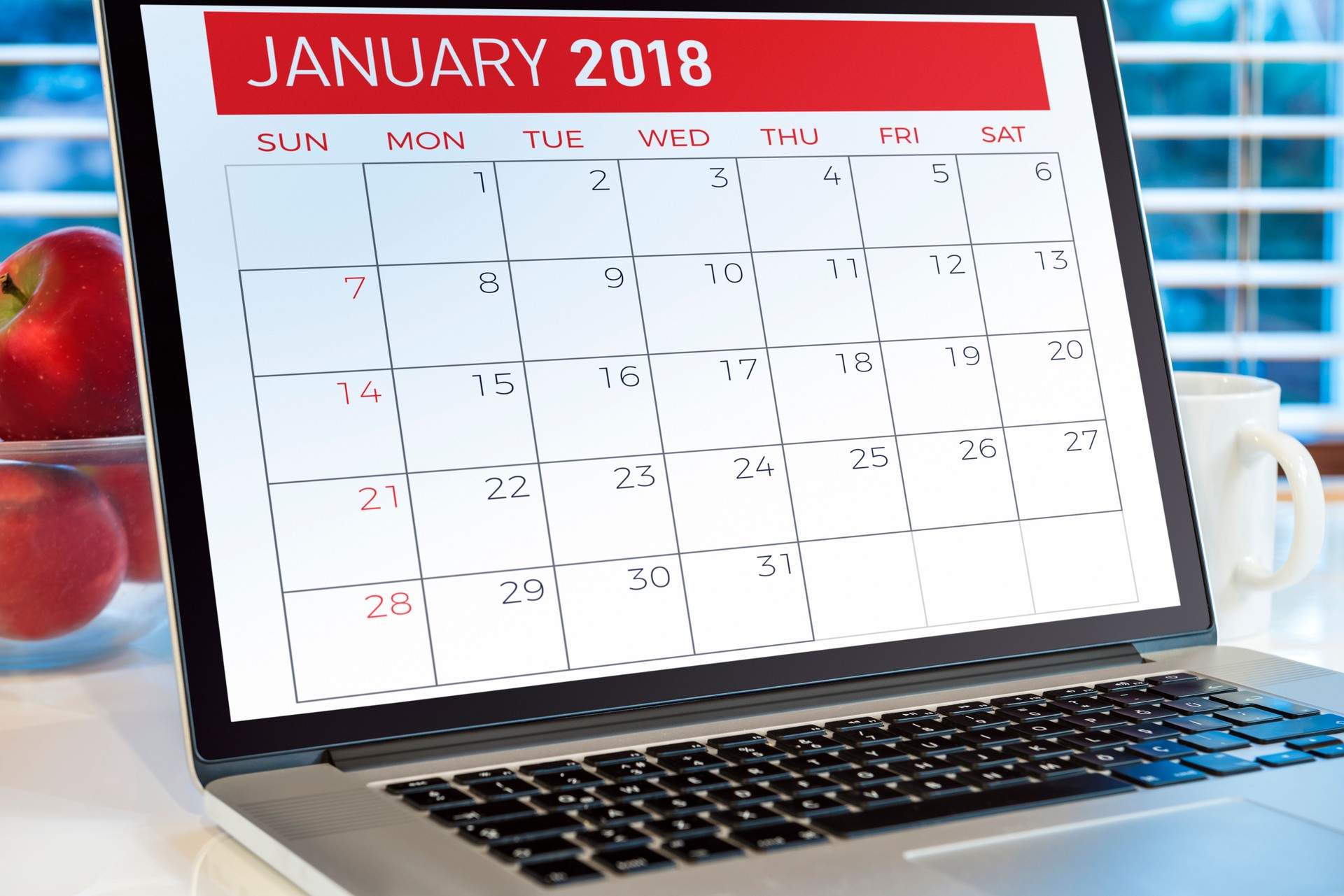 Calendrier sur écran d'ordinateur