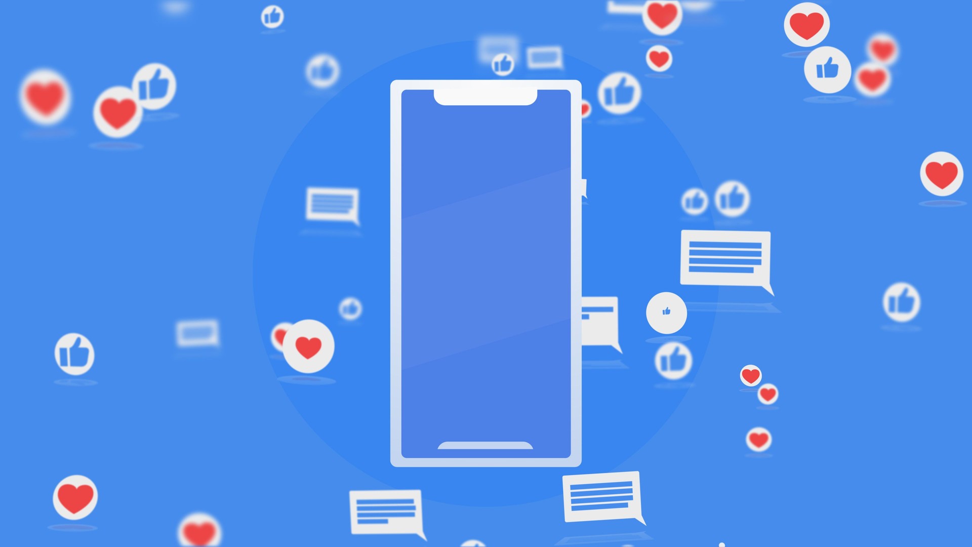 Réseau de médias sociaux, commentaires et fond de j'aime